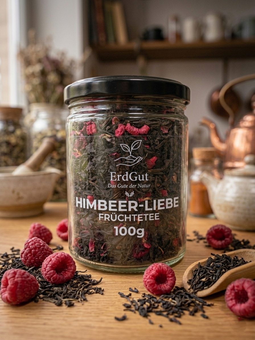 ErdGut Himbeer-Liebe | Fruchtiger Früchtetee mit echten Himbeeren (100g)