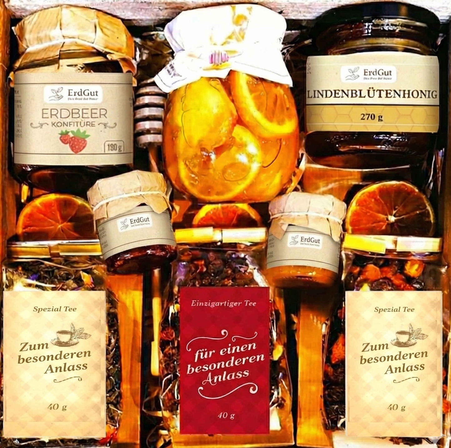 Geschenkkorb, Geschenk, Honig, Tee, zu Weihnachten, Geburtstagen