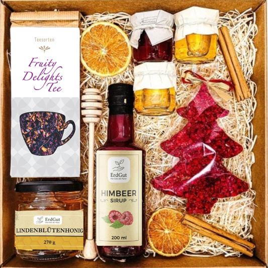 Geschenkkorb, Geschenk, Weihnachtsgeschenk, Honig, Tee