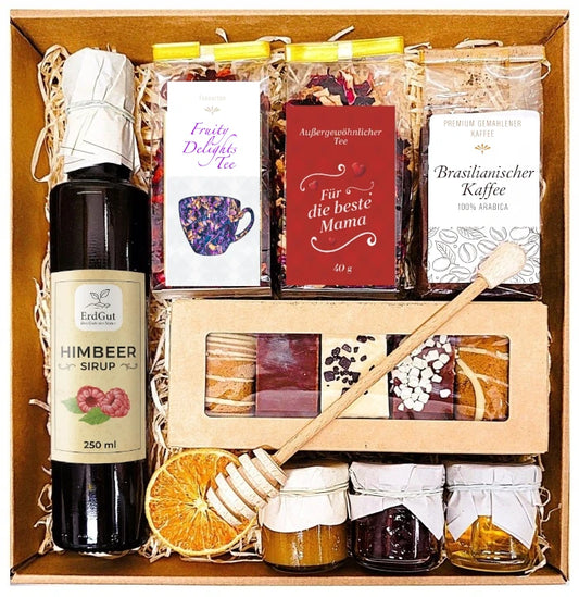 Geschenkset zum Muttertag Tee Kaffee Lebkuchen Sirup